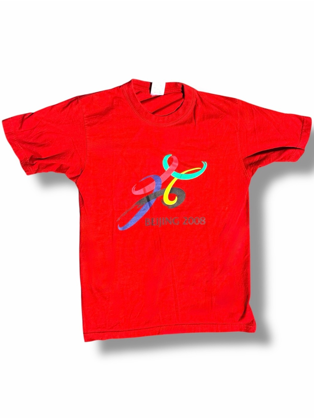 Official Beijing 2008 Olympics T-Shirt Red 100% Cotton Graphic Tee Size Large